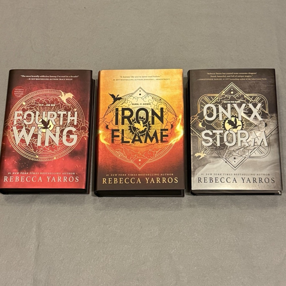Fourth Wing + Iron Flame + Onyx Storm Rebecca Yarros Hardcover 1st Printings Ed